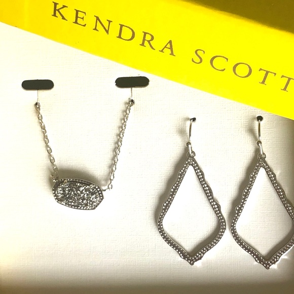 NWT Kendra Scott Limited Edition RARE Set Platinum Drusy Elisa Silver Sophias! - Picture 5 of 14
